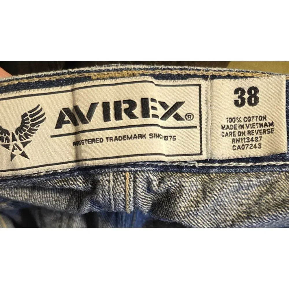 Avirex Shorts Mens 38 Blue Denim Relaxed Baggy Loose Skater Y2K Streetwear Jorts